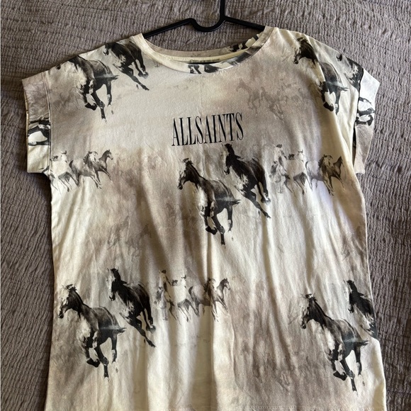 All Saints Tops - All Saints Horse Print Cream T-Shirt TOP